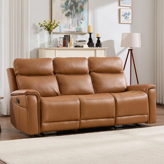 RH Furniture Outlet 3 Seater Recliner Sofa Manual Faux Leather Reclining Couch with Cup Holder