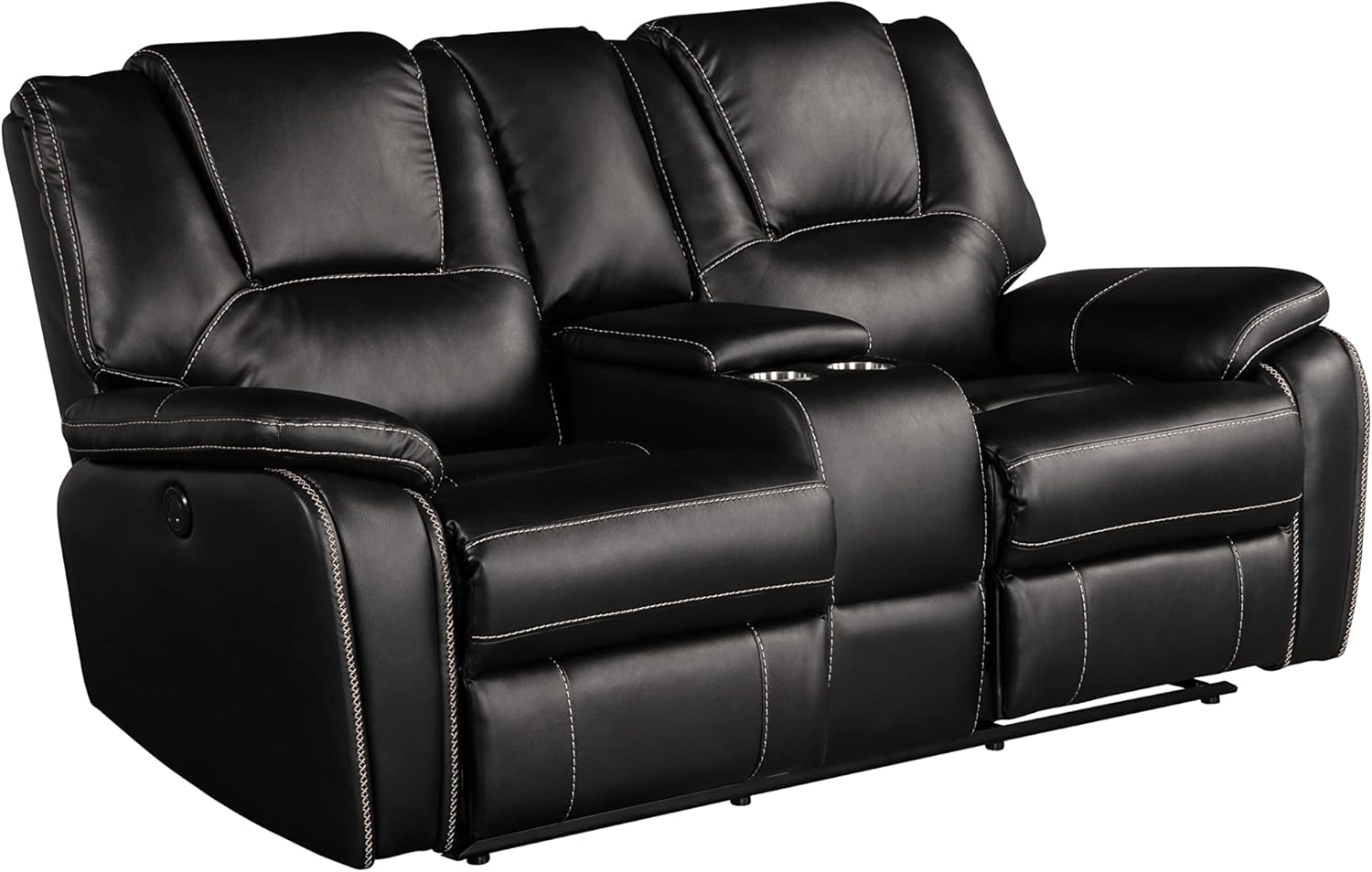 RH Furniture Outlet Manual Recliner Sofa Set Bonded Leather Reclining Loveseat Couch Living Room Black
