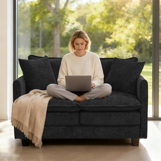 RH Furniture Outlet Loveseat Sofa Cloud Couch 50 Inch Modern 2 Seat Deep Seat Sofa with Pillows