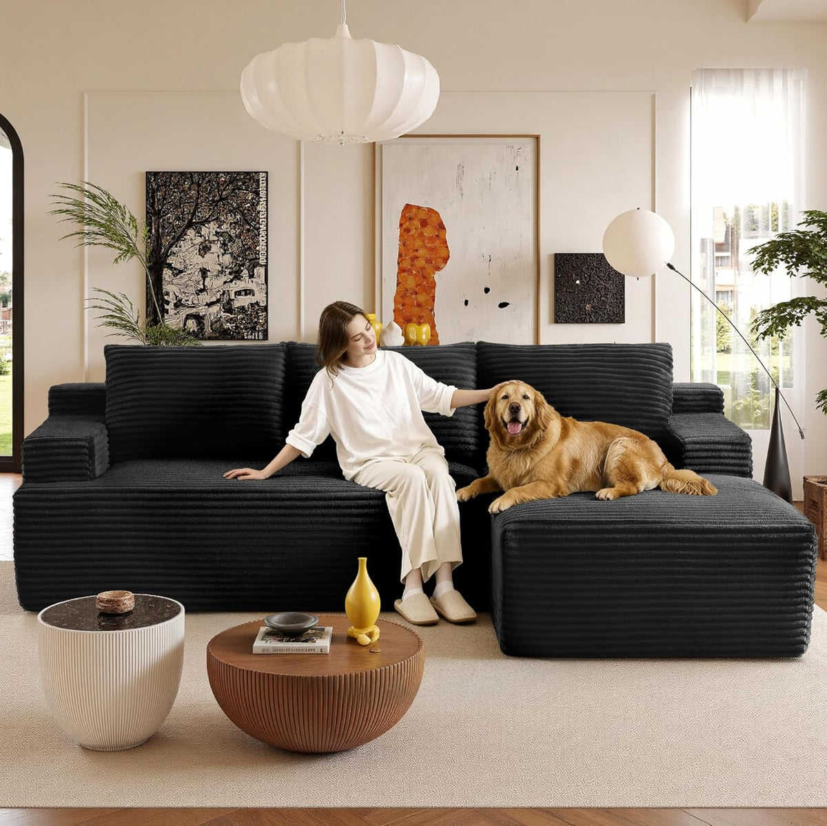 RH Furniture Outlet Sectional Couch Cloud Sofa L Shaped Upholstered Modular Sectional Couch with Chaise Boneless Modern Living Room Sofa