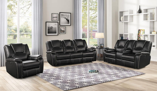 RH Furniture Outlet Manual Recliner Sofa Set Bonded Leather Reclining Loveseat Couch Living Room Black